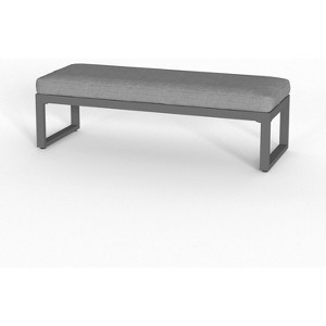 Heynemo Aluminum Outdoor Patio Bench, Upholstered Bench with Thick Cushion for Porch Balcony Backyard, Gray - 1 of 4