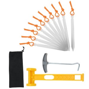 Unique Bargains Reusable 10xNails 1xBag 1xPlastic Hammer 1xNail Puller Tent Pegs 1 Set - 1 of 4