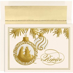 Masterpiece Studios Holiday Collection 15-Count Christmas Cards with Foil Lined Envelopes, Rejoice Ornament, 7.87" x 5.62" - 1 of 2