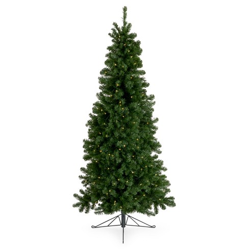 Pre-Lit Artificial Christmas Tree with Tips, Lights, Metal Stand