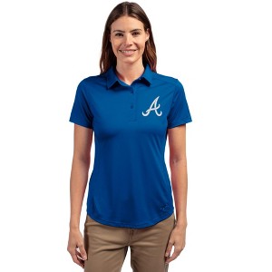 Atlanta Braves Cutter & Buck Prospect Eco Textured Stretch Recycled Womens Short Sleeve Polo - 1 of 1