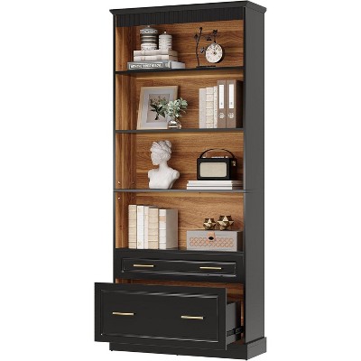 Tribesigns 72.8" Bookshelf with File Cabinet Drawer