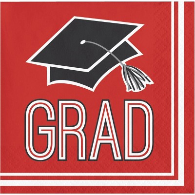 108ct Graduation School Spirit Red Beverage Napkins