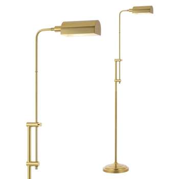 63" Zinnia Industrial Minimalist Height Adjustable Iron Pharmacy Floor Lamp (Includes LED Light Bulb) Brass Gold - JONATHAN Y