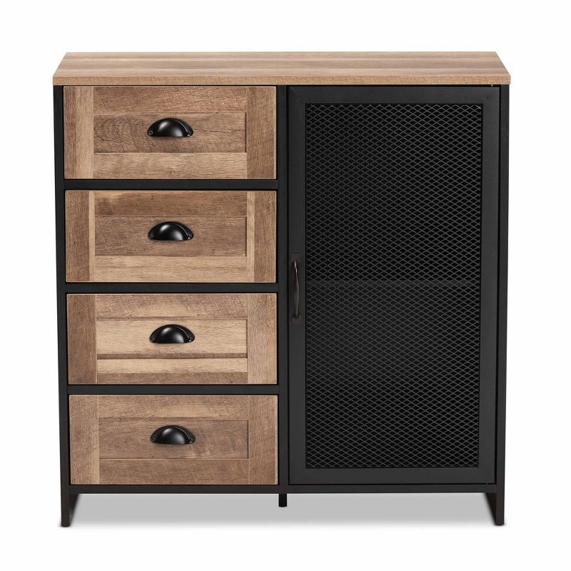 Connell Two-Tone Wood and Metal Sideboard Buffet Natural Brown/Black - Baxton Studio, 4 of 13