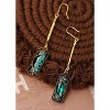 Vintage Green Stone Dangle Earrings: Victorian Style with Created Emerald - 2 of 4