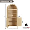 63'' Arched Pantry Storage Cabinet, Farmhouse 5 Tier Bookcase with Adjustable Shelf and 2 Glass/Rattan/Cross Doors, for Kitchen, Living Room, Bedroom - 3 of 4