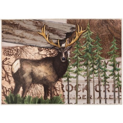 Olivia’s Home Alpine Buck Doormat – 22" x 32" Rustic Coir Entry Rug with Majestic Deer Design for Cabin & Lodge Decor