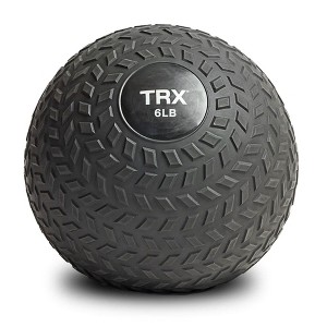 TRX 6 Pound Weighted Textured Tread Slip Resistant Rubber Slam Ball for High Intensity Full Body Workouts and Indoor or Outdoor Training, Black - 1 of 4