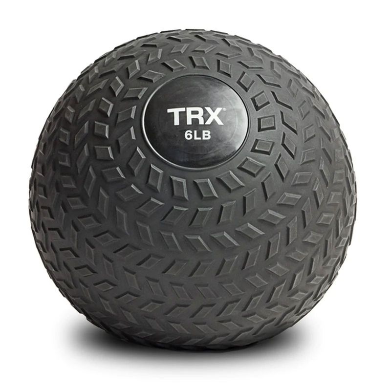 TRX 6 Pound Weighted Textured Tread Slip Resistant Rubber Slam Ball for High Intensity Full Body Workouts and Indoor or Outdoor Training, Black, 1 of 8