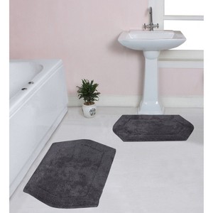 Waterford Collection Tufted Bath Rug, Extra Soft and Absorbent, Non-Slip Bath Mats, Machine Washable bath rugs for Bathroom, 2 Piece Set, Gray - 1 of 4