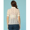 Allegra K Women's Floral Lace Shirt Short Sleeve Semi Sheer Button Down Blouse - 3 of 4
