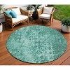 Teal Blue Ikat Washable Indoor Outdoor Area Rug - 2 of 4