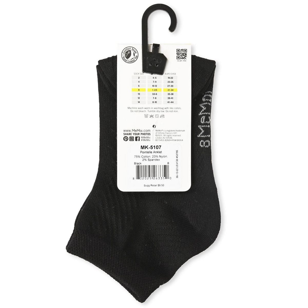 Memoi Pointelle Cotton Blend Super Soft Anklet Sock - thumbnail 3