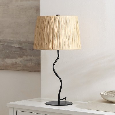Ziggi 24 Inch Black Metal Table Lamp with Natural Paper Rope Shade