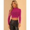 INSPIRE CHIC Women's Mesh Crop Stars Mock Neck Party See Through Blouse - 3 of 4
