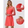 INSPIRE CHIC Women's Mesh See-Through Heart Sheer Sleeve Skater Party Dress - 2 of 4