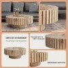 Modern Minimalist MDF Coffee Table,Wood Coffee Table with Natural Wood Texture,Round  Coffee Table for Living Room or Office-Coolbibila - 3 of 4