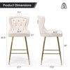 NicBex Velvet Bar Stools Set of 2,Counter Height Bar Stools with Wingback,Button Tufting,Metal Legs,Bar Chairs for Kitchen Island,Home Bar - 3 of 4