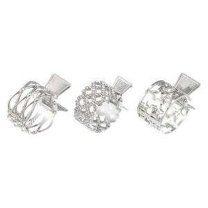 Unique Bargains Women's Metal Rhinestone High Ponytail Hair Clips Silver Tone 3 Pcs - 1 of 4