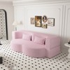 Modern Floor Sofa with 2 Pillows,Convertible Teddy Fabric Foam-Filled Sleeper Sofa Bed,15" Full Size Folding Mattress - Leovsnove - 2 of 4