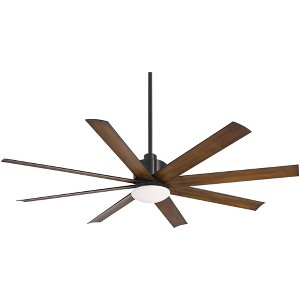 65" Minka Aire Modern Outdoor Ceiling Fan with LED Light Remote Control Coal Distressed Koa Opal Glass Wet Rated for Patio Gazebo - 1 of 4