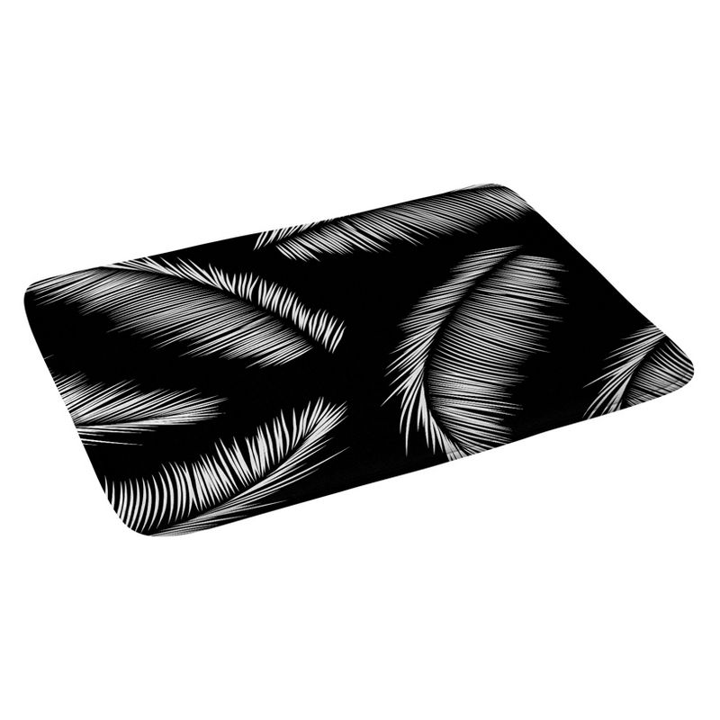 Kelly Haines Monochrome Palm Leaves Bath Rugs and Mats Black 24" x 36" - Deny Designs, 1 of 6