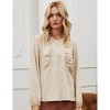 Womens Solid Loose Fit Basic Shirt Crew Neck Long Sleeve Casual Tops Ruffle - 2 of 4