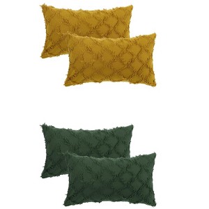 Unique Bargains Decorative Cozy Solid Color Cut Flower Checkered Throw Pillow Covers 4 Pcs - 1 of 4