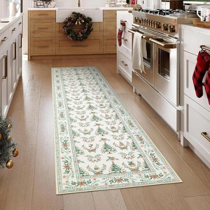 Christmas Tree Area Rug, Washable Low Pile Non-Shedding Carpet for High Traffic Living Room, Dining Room and Bedroom - 1 of 4