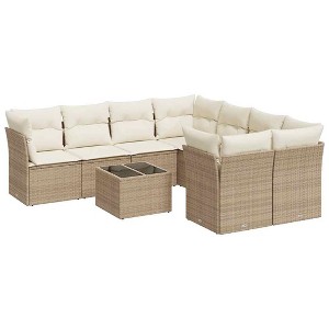 vidaXL Garden Sofa Set Beige PE Rattan Large Modular Garden Sofa Set - 1 of 4