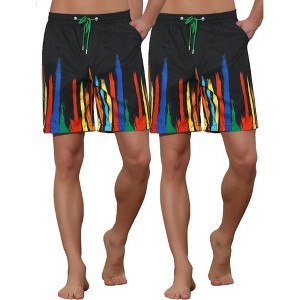 Lars Amadeus Summer Comfortable Elastic Waist Colorful Printed Beach Board Shorts 2 Pcs - 1 of 4