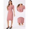 Allegra K Women's V Neck Short Sleeve Work Office Bodycon Midi Sheath Dress - 2 of 4