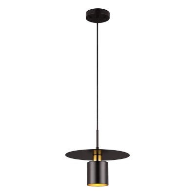 Contemporary 71'' Black and Brass Metal Pendant Light