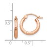 Black Bow Jewelry 2mm x 13mm 14k Rose Gold Satin & Diamond-Cut Round Hoop Earrings - 4 of 4