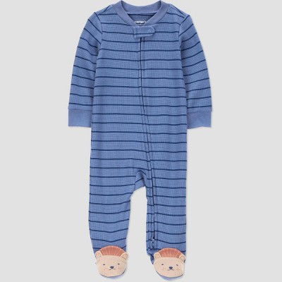 Carter's Just One You® Baby Boys' Sleep N' Play - Blue Newborn: Cotton-Polyester, Two-Way Zipper, Striped