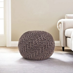 NicBex Modern Round Pouf with Diagonal Texture, Knitted Cotton Bean Bag Chair for Living Room, Bedroom, Dorm, No Assembly, Light Brown - 1 of 4