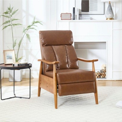 CAVINAS Upholstered Accent Chair with Wooden Frame,Modern Arm Chair,Adjustable Recliner Chair for Bedroom,Reading Room