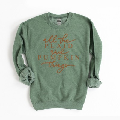 Simply Sage Market Women's All The Plaid And Pumpkin Things Gildan Sweatshirt