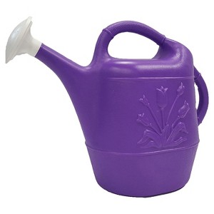 Union Products 63071 2 Gallon Plastic Indoor/Outdoor Watering Can w/ Tulip Design for Garden, Potted Plants, & Patio Pots, Purple - 1 of 4