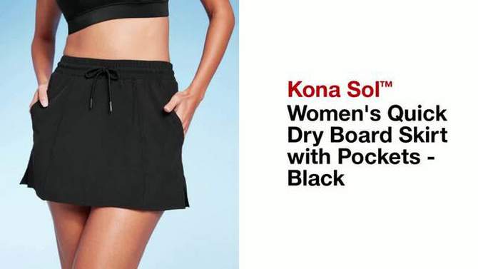 Women's Quick Dry Board Skirt with Pockets - Kona Sol™ Black, 2 of 7, play video