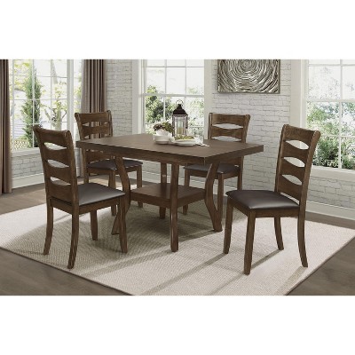 NicBex Dining Table Set for 6 Transitional Brown Finish Wooden Dining Set Table with 6 Side Chairs for Kitchen