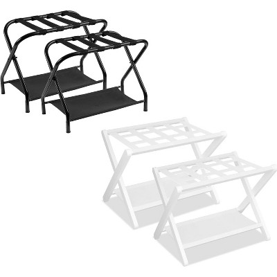 Heybly Luggage Rack, Pack of 2, Folding Suitcase Stand with Storage Shelf