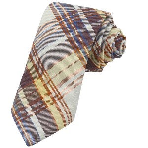 INSPIRE CHIC Plaid Woven Self-tied Striped Skinny Necktie 2.8" for College Graduation Campus 1 Pc - 1 of 4
