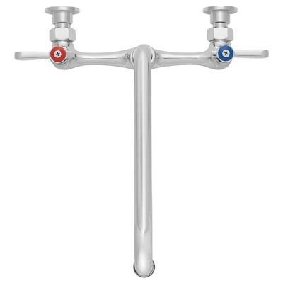 GRIDMANN Commercial Wall Mount Sink Faucet, 8" Center with 10" Swivel Spout, NSF, Dual Lever Handles, Brass Construction, Chrome Polished Finish