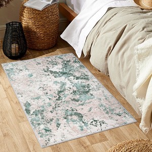 Area Rug Machine Washable Boho Carpet Non Slip Abstract Vintage Indoor - 1 of 4