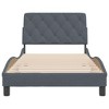 vidaXL Twin XL Velvet Bed Frame with Headboard - Dark Gray, Modern Design, Plywood Slats, Headboard Cushion Included, 39.4"x79.9" - 3 of 4