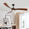 Wanze of Ocean 72 in. Smart Indoor/Outdoor Solid Wood 6 Speeds LED Ceiling Fan Light in Black with Three Downrods and Remote - 4 of 4