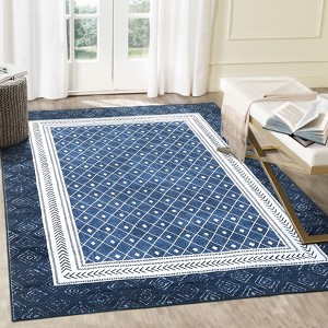 Border Geometric Area Rug Non Slip Rug Low Pile Accent Rug - 1 of 4