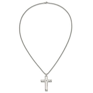 Chisel Stainless Steel Polished Jesus Cross Pendant on a 24" Box Chain Necklace - 1 of 4